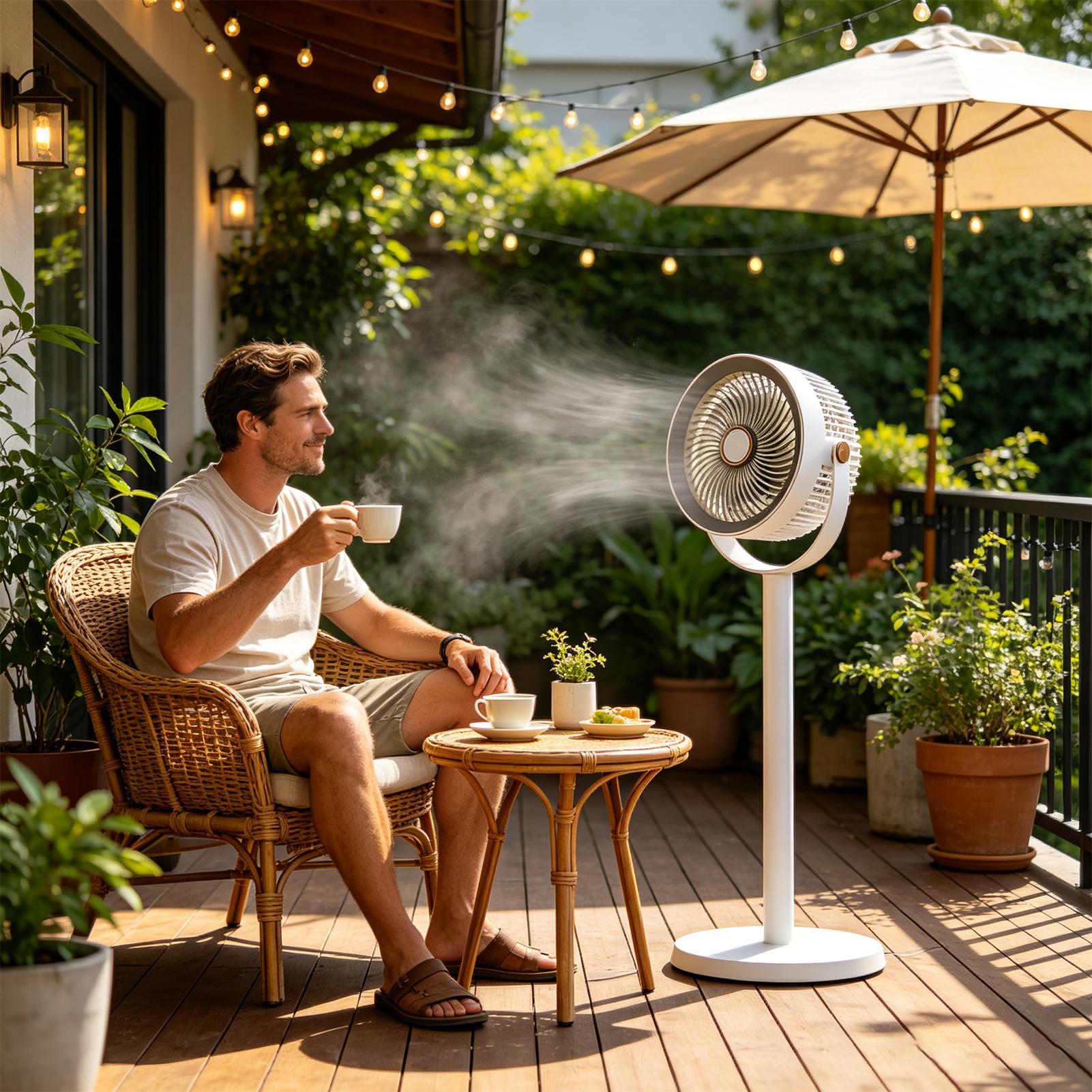 Outdoor Power Pedestal - 스탠딩 팬 충전식 5단 속도 조절