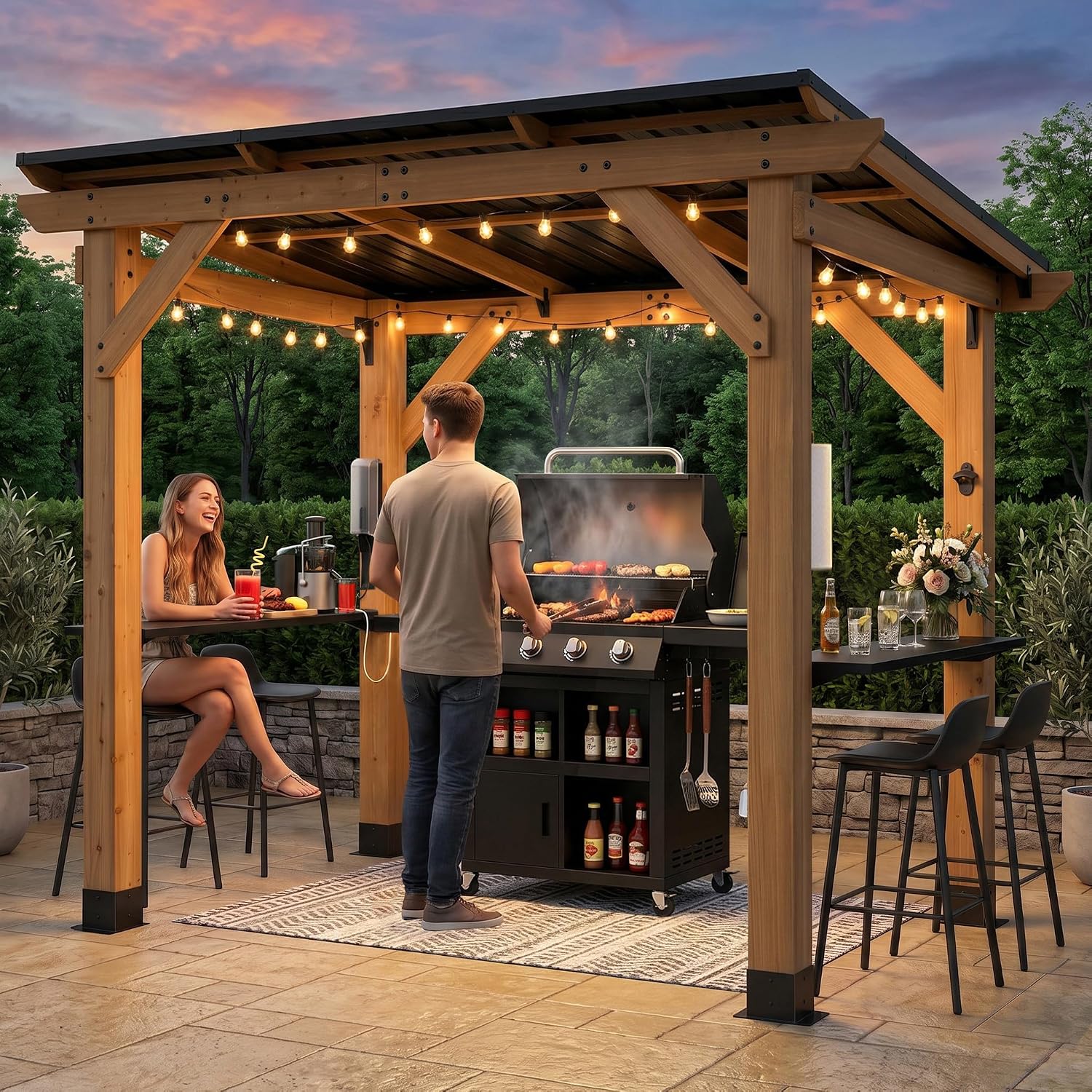 Outdoor Power For Gazebo - 시더우드 그릴 가제보 6x8피트 하드탑 BBQ