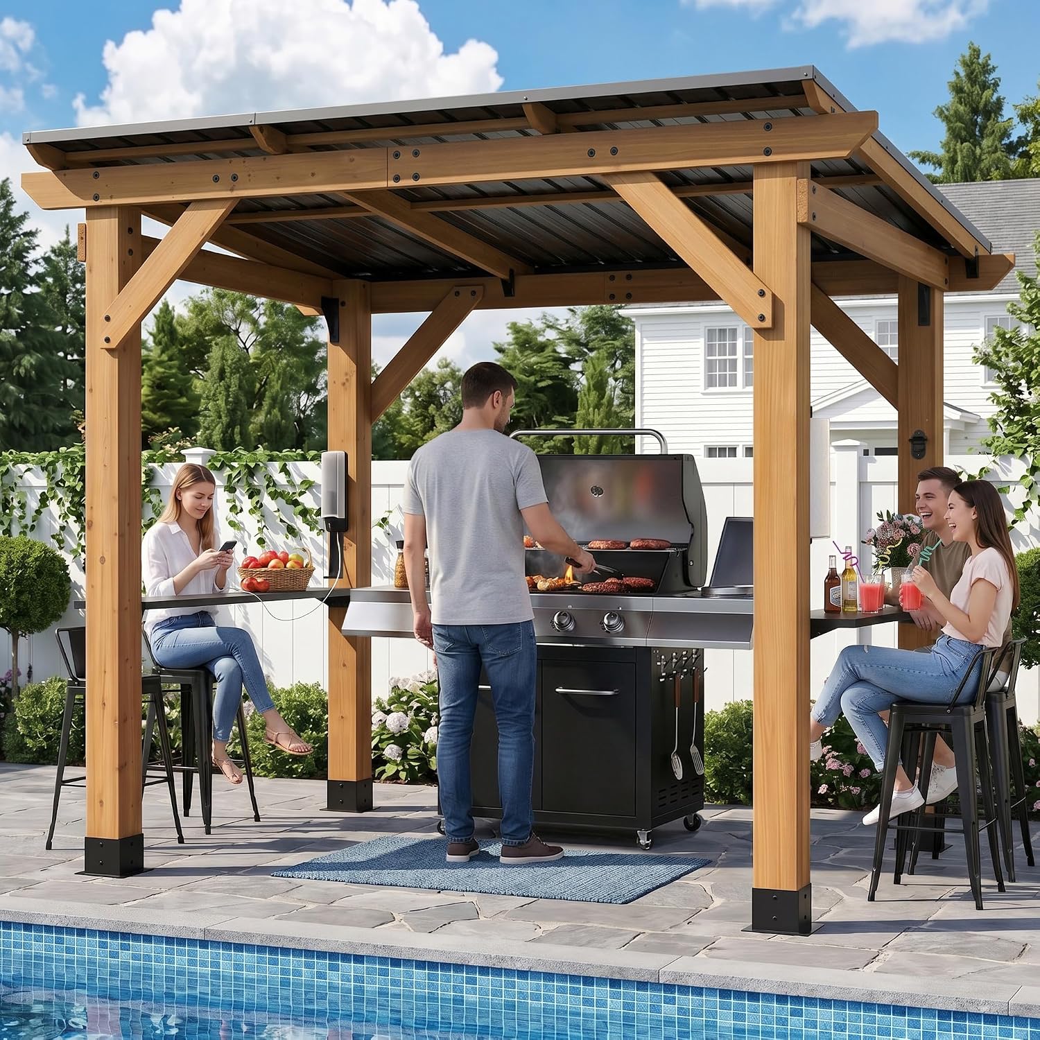 시더우드 그릴 가제보 6x8피트 하드탑 BBQ 파빌리온 - Outdoor Power For Gazebo 리뷰 및 가격